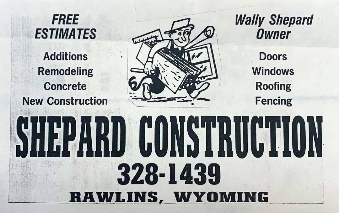 Newspaper cutout advertisement of Shepard Construction